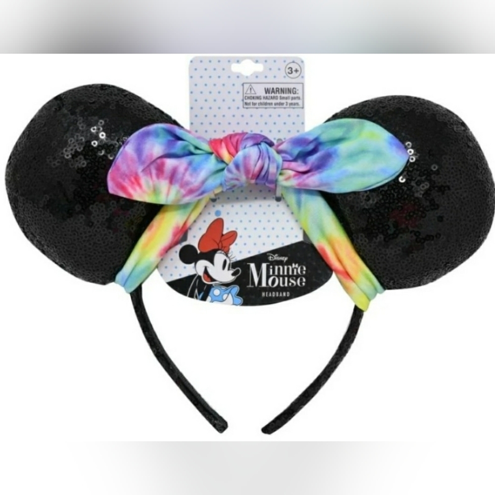 NWT Disney Minnie Mouse Ears Headband w/ tie-dye knotbow
